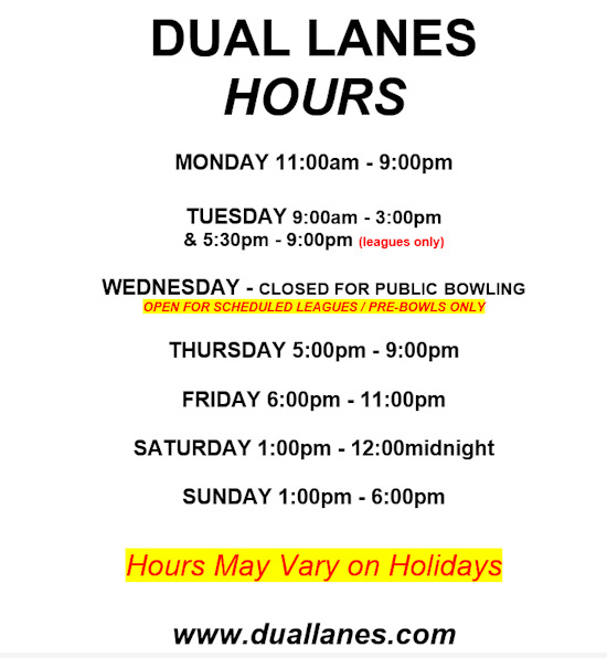 Dual Lanes About Us / Hours