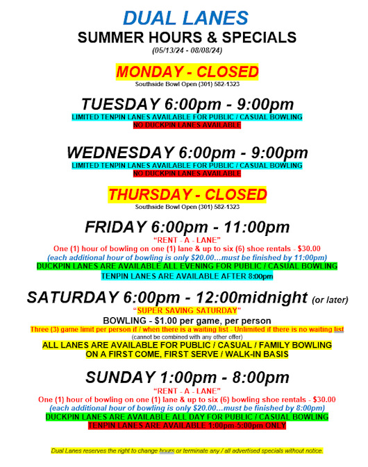 Dual Lanes About Us / Hours